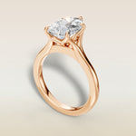 Pear Half Petal Tulip Split Shank engagement ring in rose gold, angled view