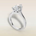 Pear Half Petal Tulip Split Shank engagement ring in white gold, angled view