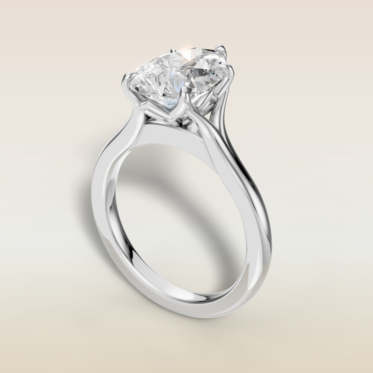 Pear Half Petal Tulip Split Shank engagement ring in white gold, angled view