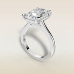 Radiant Classic Cathedral engagement ring in white gold, angled view