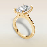 Radiant Classic Cathedral engagement ring in yellow gold, angled view