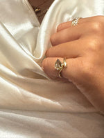 Pear champagne diamond ring unique engagement ring