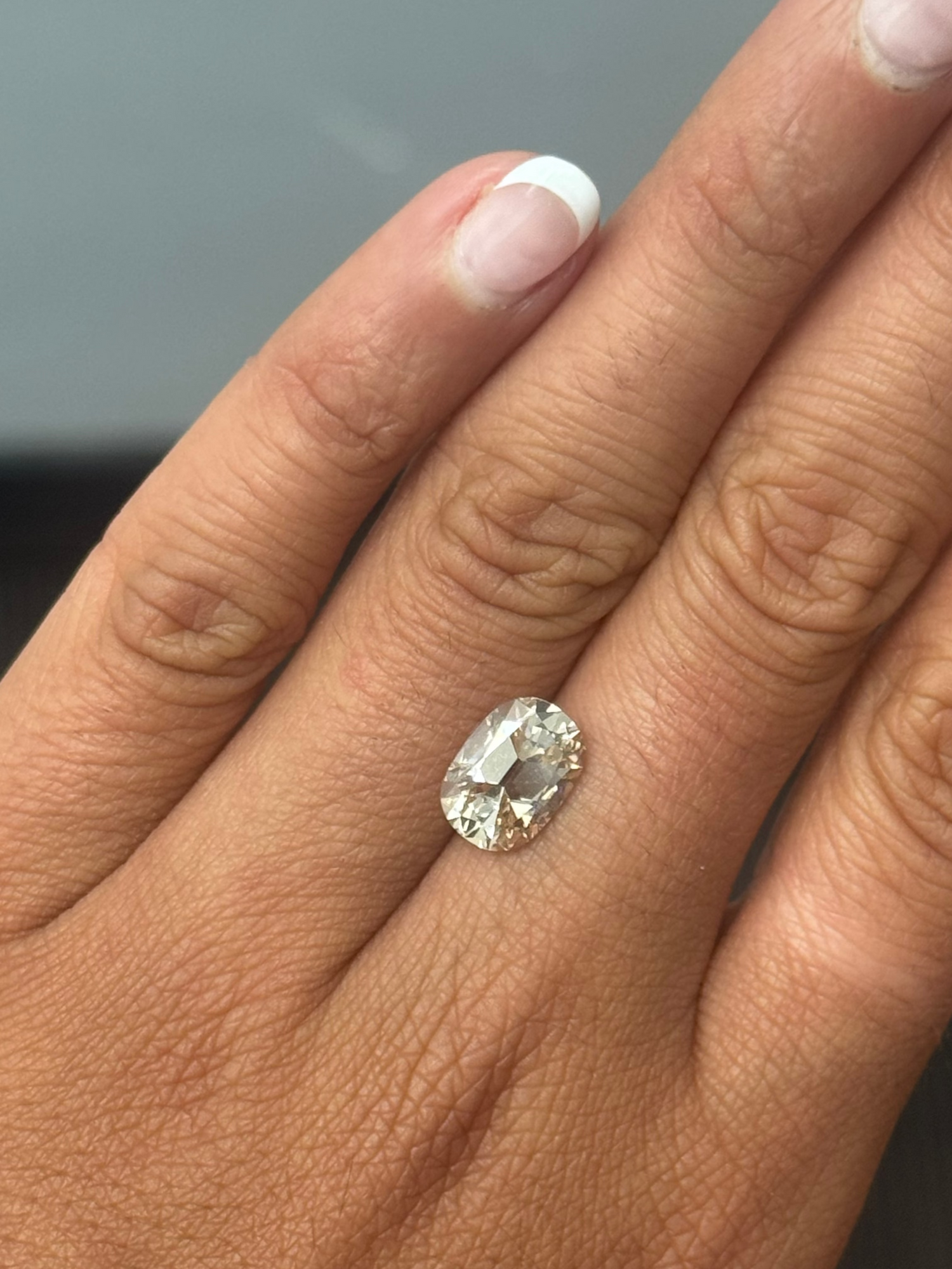 3.03ct old mine cushion champagne diamond, K colour VS2, loose stone at Smiro Studio Toronto