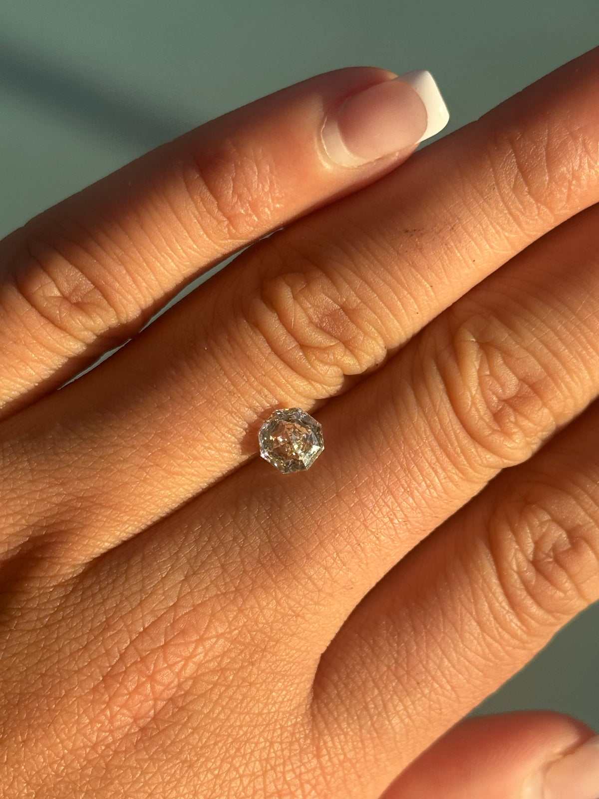 1.24ct rose octagonal champagne diamond close up