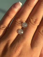 Pair of 1.5ct rose octagonal lab diamonds in daylight