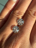 Pair of 2ct rose octagonal lab diamonds close up