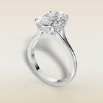 Oval Tulip Diamond Bridge Split Shank engagement ring in white gold, angled view