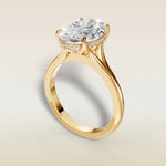 Oval Tulip Diamond Bridge Split Shank engagement ring in yellow gold, back angle