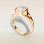 Cushion Full Bezel Low Profile engagement ring in rose gold, angled view