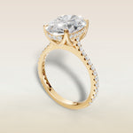 Oval Tulip Hidden Halo Pave engagement ring in yellow gold