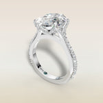 Oval Tulip Diamond Signature engagement ring in white gold, angled view