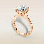 Round Tulip Classic engagement ring in rose gold, angled view