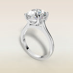 Round Tulip Classic engagement ring in white gold, angled view