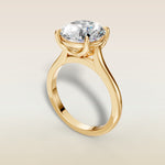 Round Tulip Classic engagement ring in yellow gold, angled view