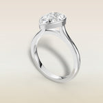 Pear Full Bezel Cathedral engagement ring in white gold, angled view