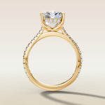 Emerald Tulip Hidden Halo Pave engagement ring in yellow gold, front view