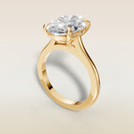 Oval Classic Cathedral engagement ring in yellow gold, angled view