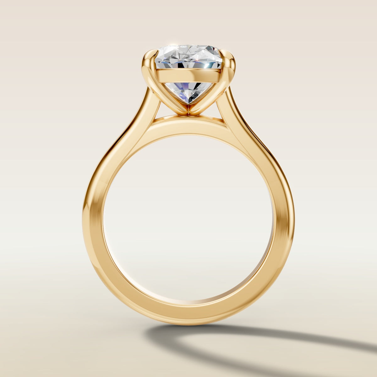 Oval Classic Cathedral engagement ring in yellow gold