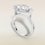 Marquise Half Bezel with Hidden Halo engagement ring in white gold, angled view