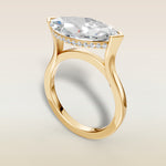 Marquise Half Bezel with Hidden Halo engagement ring in yellow gold, angled view