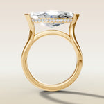 Marquise Half Bezel with Hidden Halo engagement ring in yellow gold, front view