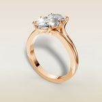 Moval Tulip Low Profile Split Shank engagement ring in rose gold, angled view