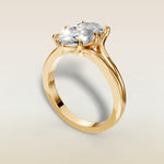Moval Tulip Low Profile Split Shank engagement ring in yellow gold, back angle