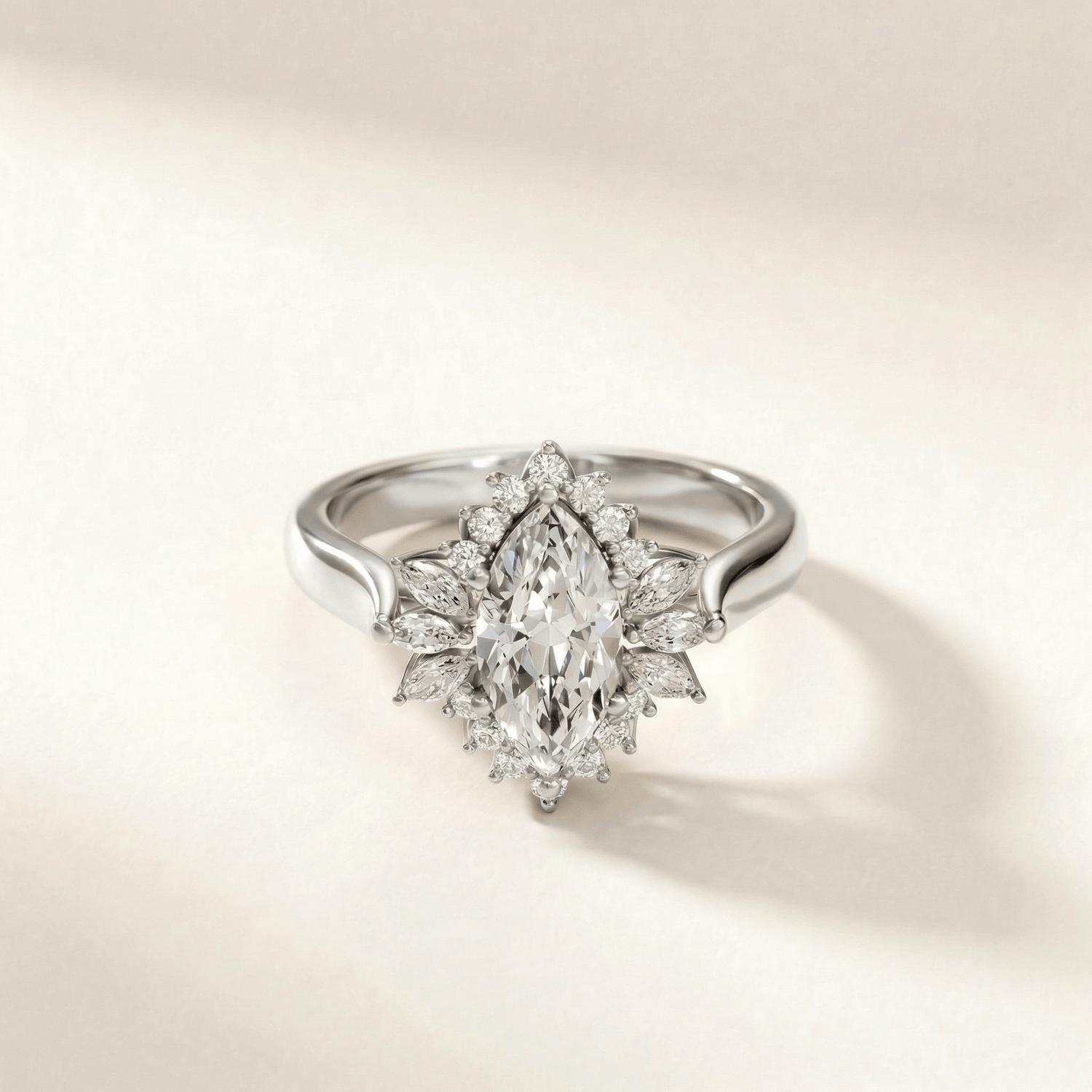 Marquise Tulip Twelve Petal Outer Halo