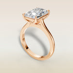 Radiant Tulip Classic engagement ring in rose gold, angled view