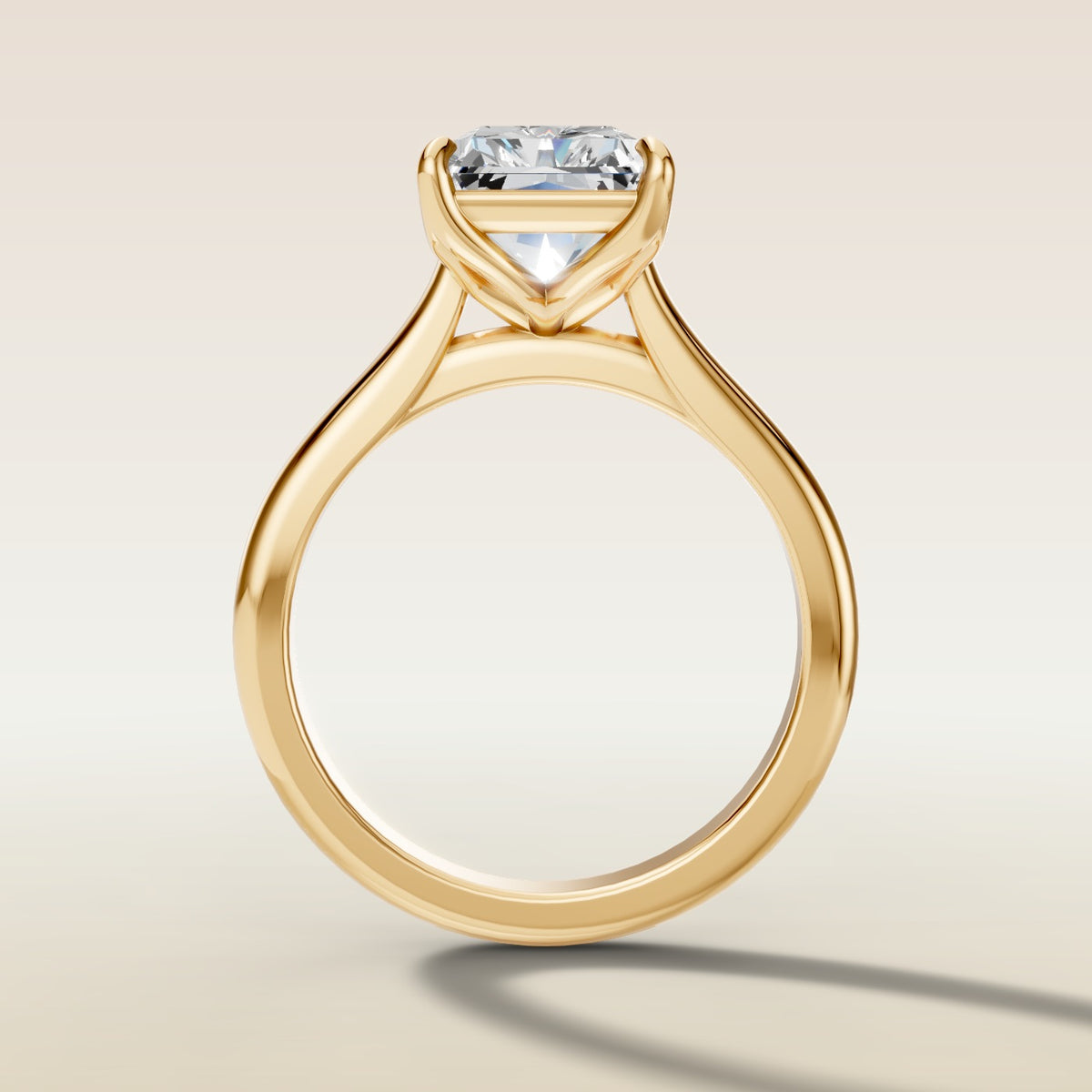 Radiant Tulip Classic engagement ring in yellow gold, front view
