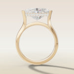 Oval Half Bezel with Hidden Halo engagement ring in yellow gold