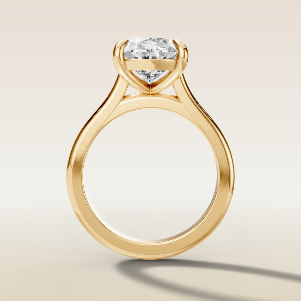 Pear Classic Cathedral engagement ring in yellow gold, front view
