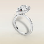 Pear Classic Solitaire engagement ring in white gold, angled view