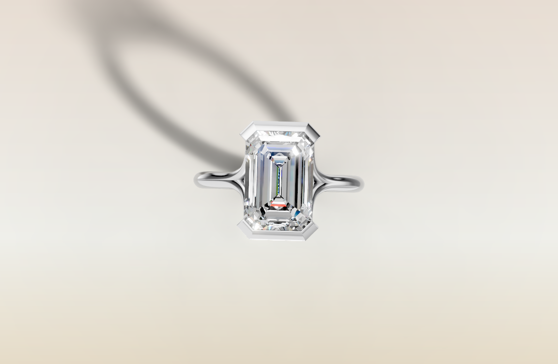 Emerald Half Bezel Tulip Split Shank