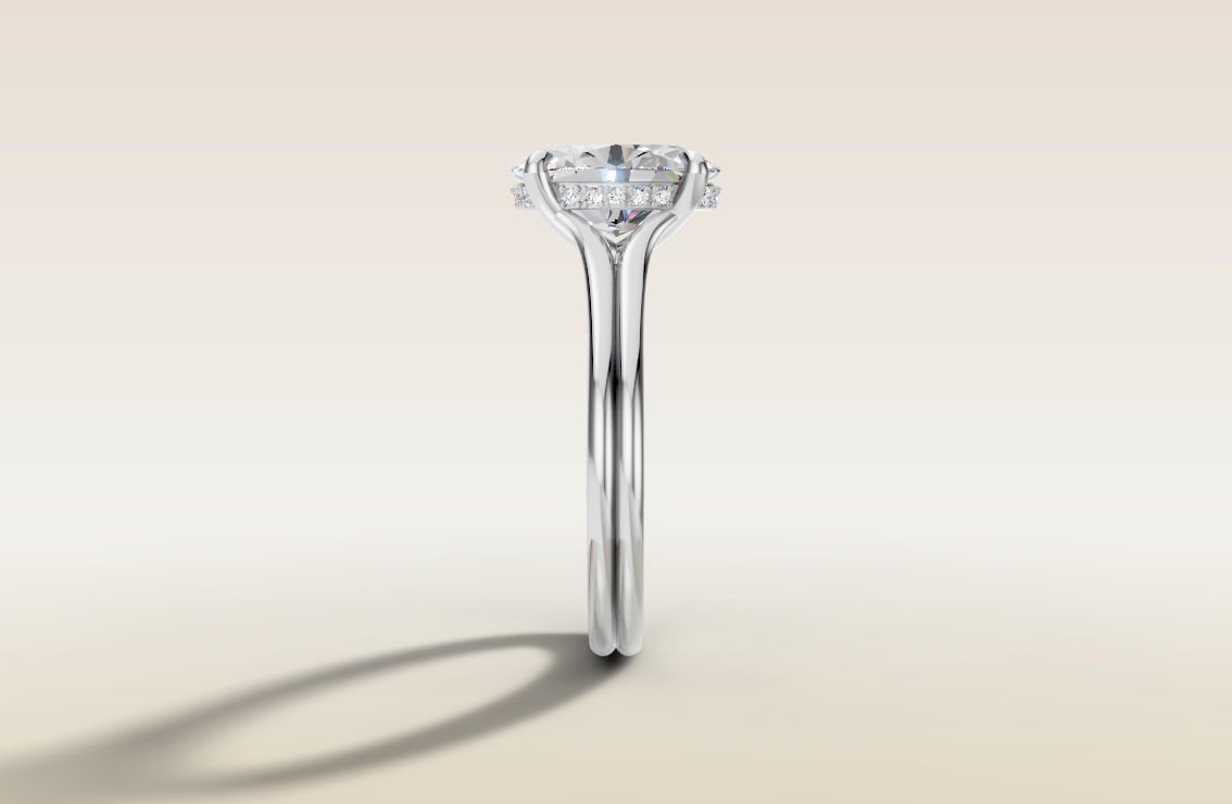 Oval Hidden Halo Split Double Band