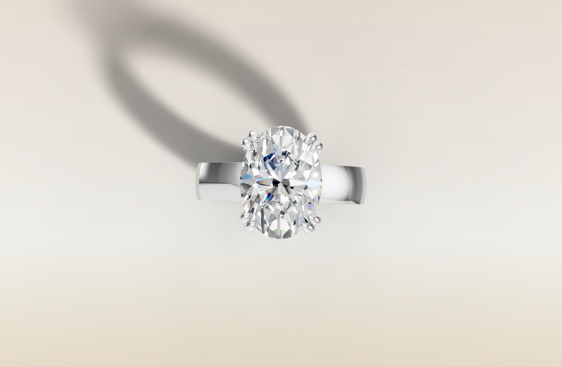 Oval Thick Band Hidden Pave