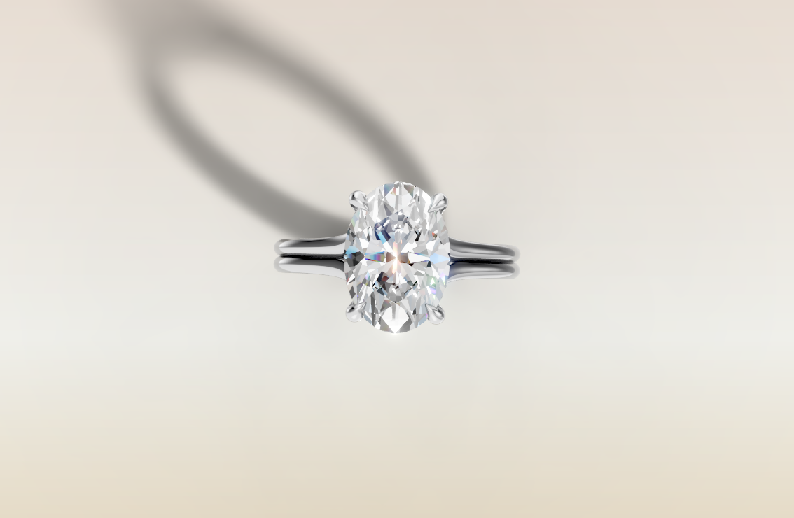 Oval Hidden Halo Split Double Band