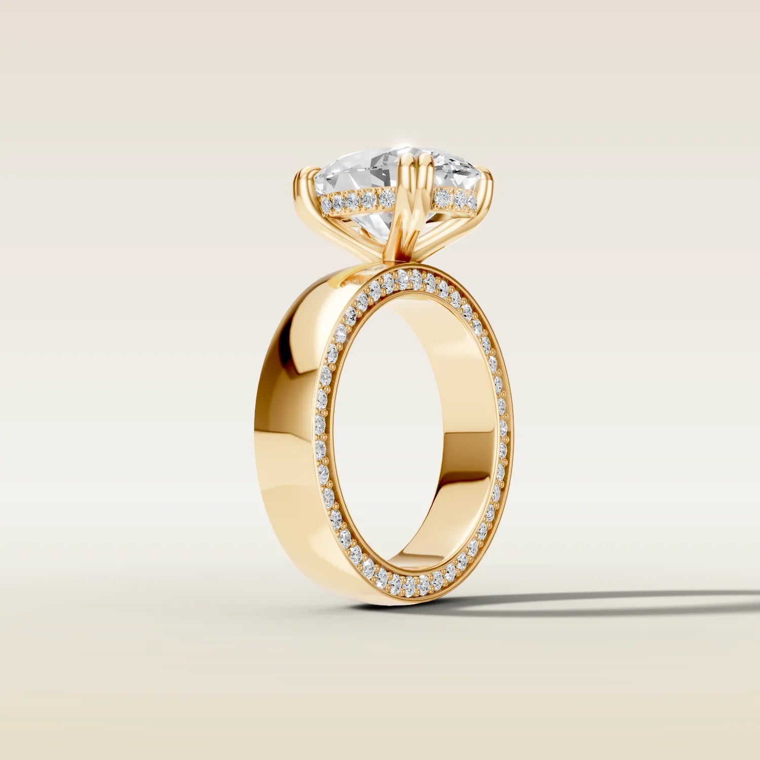 Oval Thick Band Hidden Pave