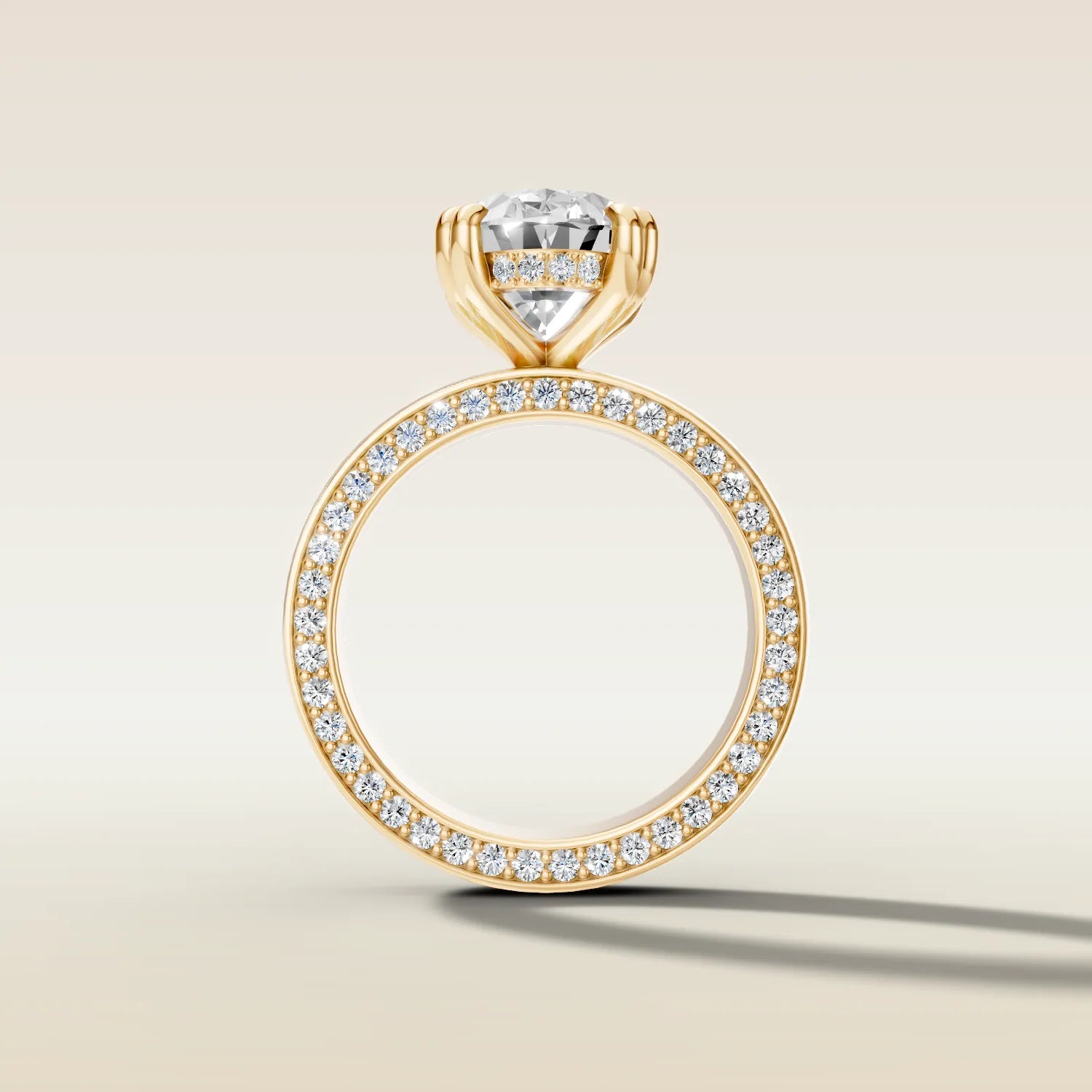 Oval Thick Band Hidden Pave