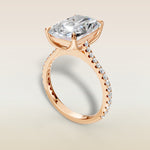 Radiant Tulip Classic Pave engagement ring in rose gold, angled view