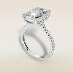 Radiant Tulip Classic Pave engagement ring in white gold, angled view