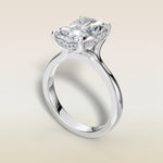 Radiant Tulip Curved Hidden Halo Split Shank engagement ring in white gold, angled view