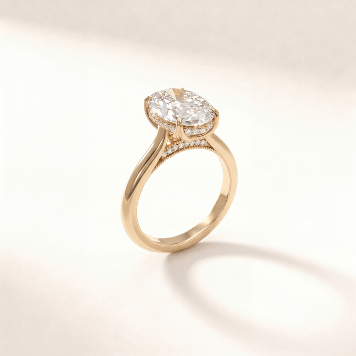 Oval Tulip with Milgrain Diamond Bridge