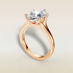 Hexagon Six Petal Tulip Split Shank engagement ring in rose gold, angled view
