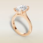 Cushion Classic Cathedral engagement ring in rose gold, angled view