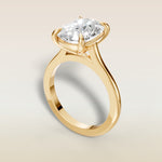 Cushion Classic Cathedral engagement ring in yellow gold, angled view