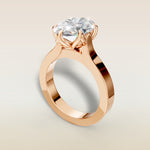 Oval Tulip Thick Band engagement ring in rose gold, angled view