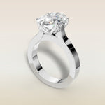 Oval Tulip Thick Band engagement ring in white gold, angled view