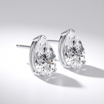 Lab grown diamond stud earrings with pear shaped diamonds in white gold