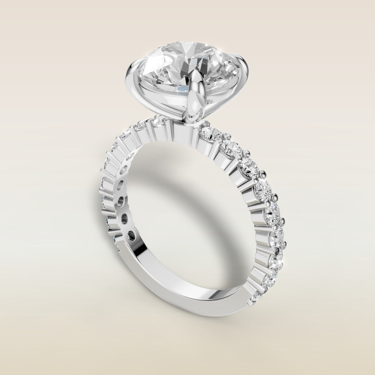Round Bubble Band engagement ring in white gold, angled view